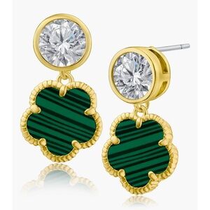 CZ & Clover Dangle Earrings